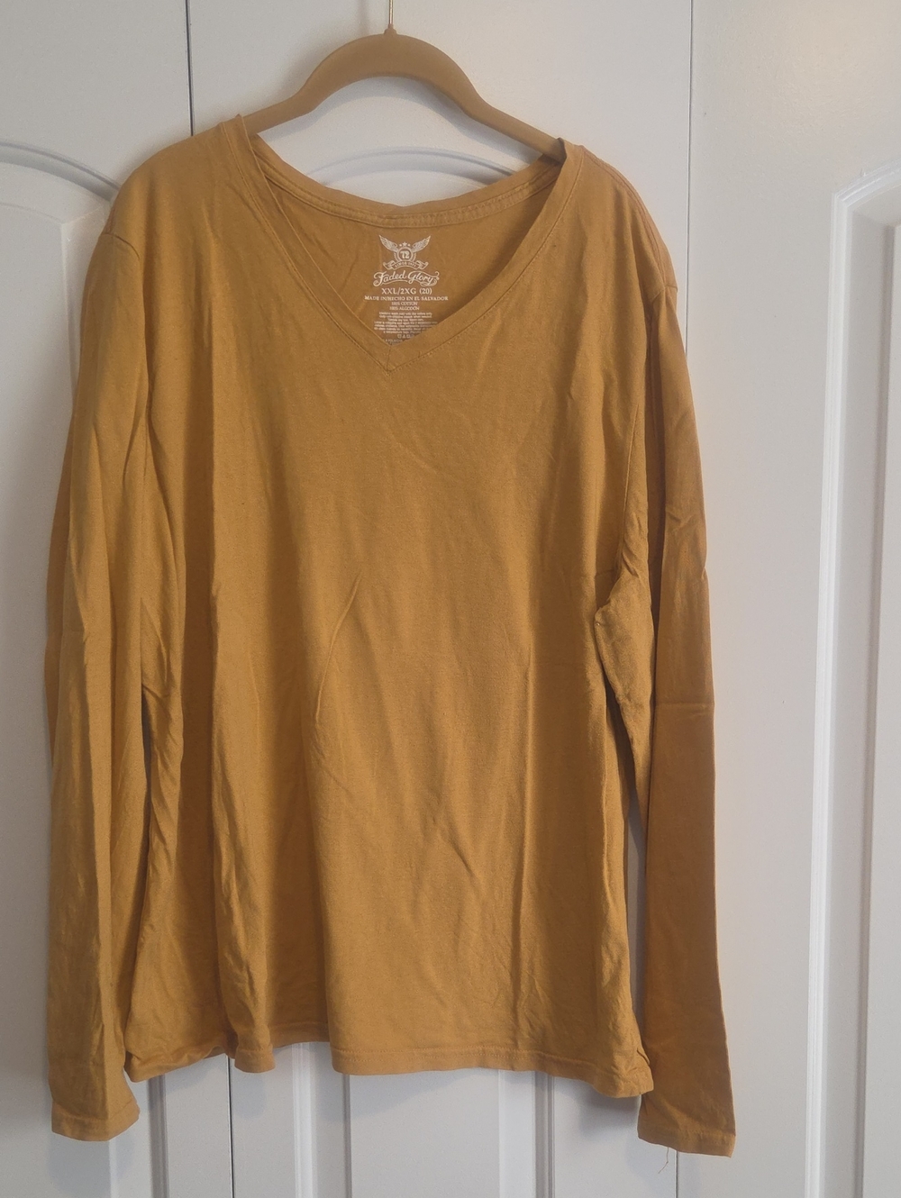 Faded Glory Womens  Long-Sleeve V-Neck Shirt in Mustard Yellow